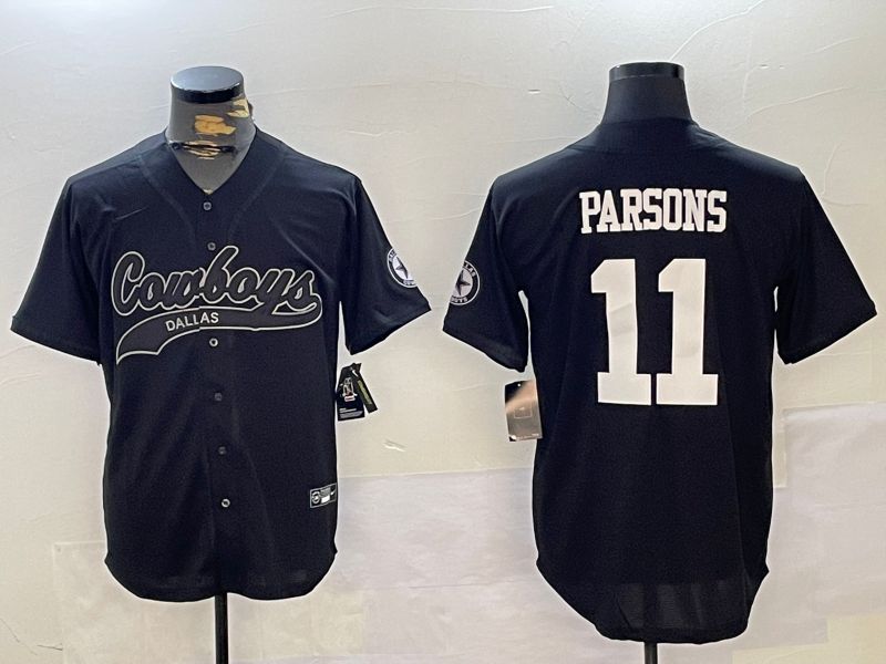 Men Dallas Cowboys 11 Parsons Black Joint Name 2024 Nike Limited NFL Jersey style 1